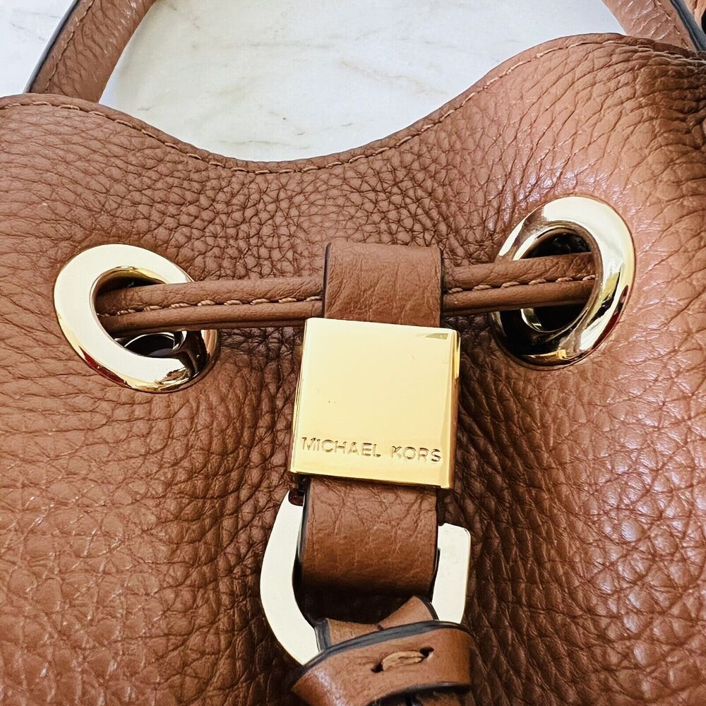 MICHAEL KORS Camden Luggage Brown Leather Medium Drawstring Satchel Shoulder Bag - Picture 3 of 9